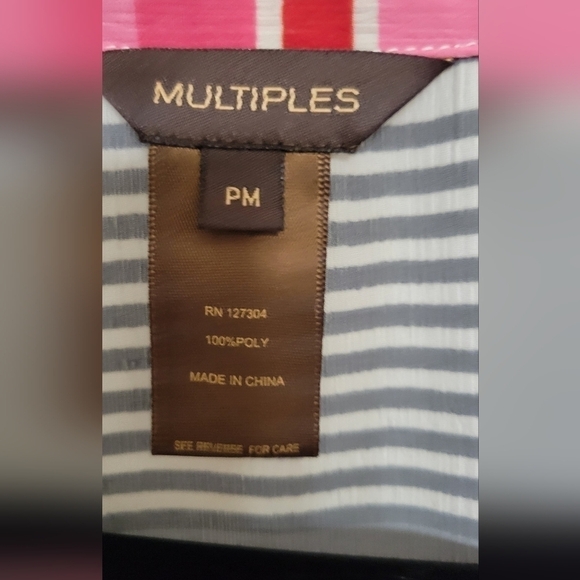 MULTIPLES ROLL TAB SLEEVE 4-BUTTON FRONT P/O SHIRT - Picture 3 of 4